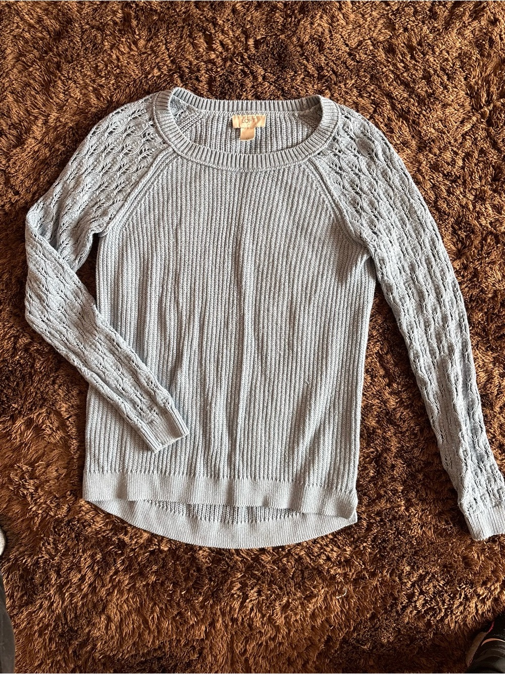Light Blue Loft Cable Knit Sweater